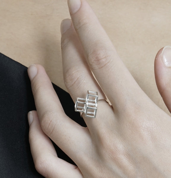 Triple Cube Ring - Silver