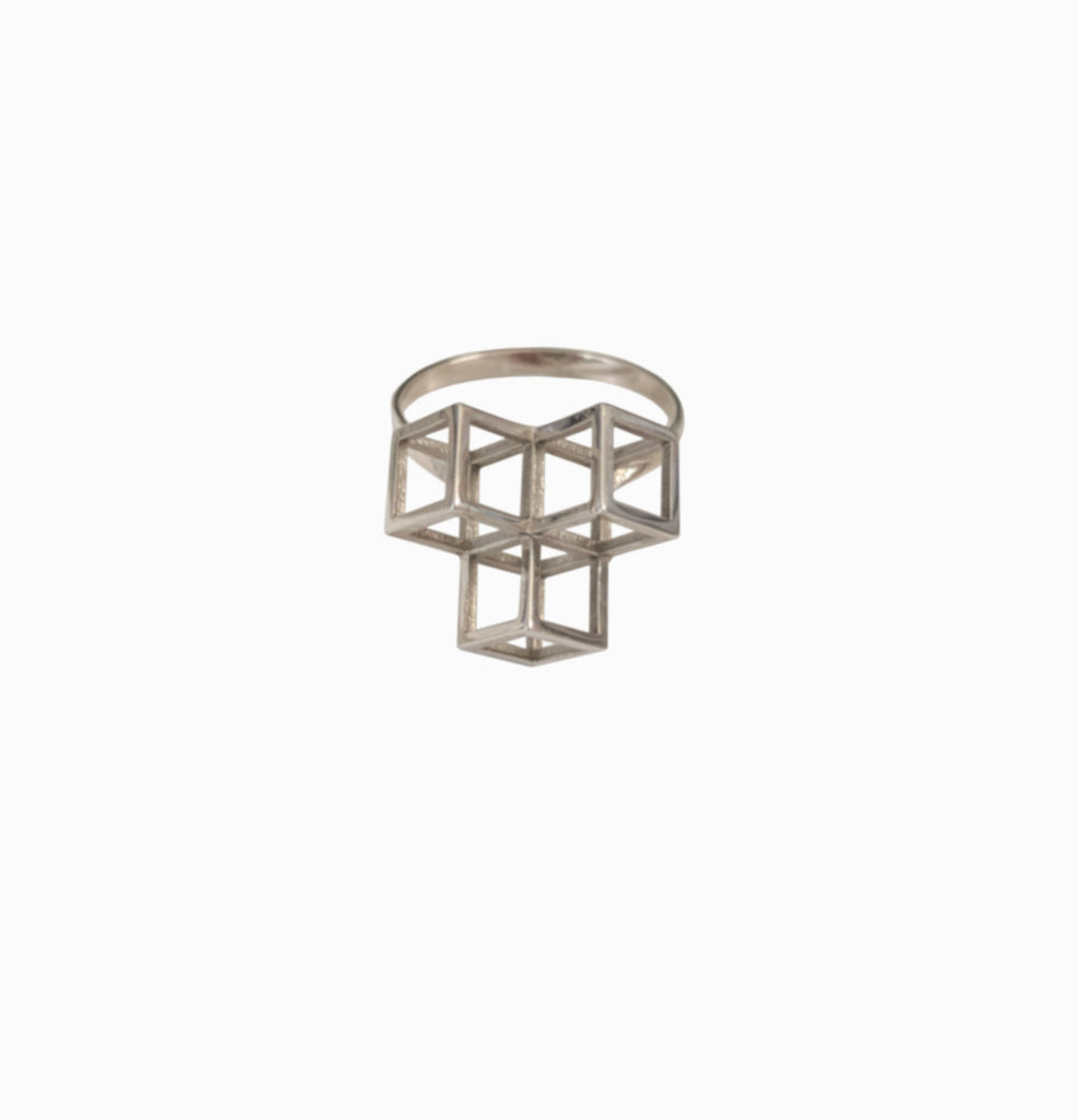 Triple Cube Ring - Silver