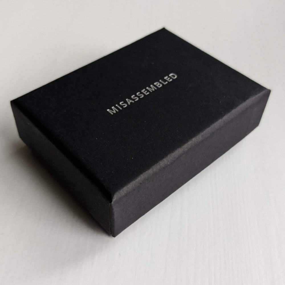 
                  
                    A sleek black box labeled "MISASSEMBLED" resting on a light background, hinting at its intriguing contents.
                  
                